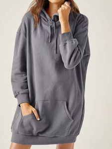 Sudadera informal de alta calidad para mujer, estilo largo, con hombros caídos, sólida, para todas las estaciones, incluidas las sudaderas con capucha de invierno y verano - Product Image 2