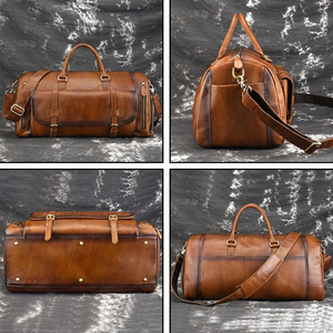 Bolsa de Viaje de Cuero de 51 cm, Bolsa de Fin de Semana con Cierre de Cremallera, Bolsa de Viaje Duradera de Cuero Genuino para Hombre y Mujer - Product Image 6