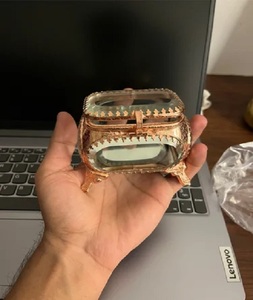 Bán Buôn Bóng Lưu Trữ Vàng Quà Tặng Brass Kim Loại Thép Không Gỉ Thủy Tinh Hộp Đồ Trang Sức 3x3x2 Inches Tổ Chức Bao Gồm Cả Người Đàn Ông Của - Product Image 1