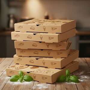 Caja de Pizza de Papel Kraft Ecológica de Calidad para Restaurantes, Apta para Microondas y con Tamaño Personalizable para Pizzerías y Cadenas de Franquicias - Product Image 5