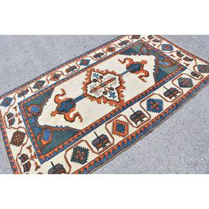 Alfombra Kilim Beige Naranja 4,4x7 pies Alfombras turcas - Product Image 2