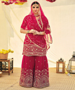 Attrayant tenue décontractée coton soie fil séquence travail haut Sharara avec dupatta indien dames porter pour boutique ethnique vêtement alphanumero - Product Image 5