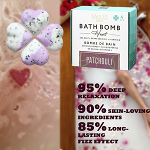 Coffret Cadeau Personnalisé de Bombes de Bain 360g, 4 Pièces, Bain Moussant Aromathérapie au Parfum de Patchouli, Sel Marin Relaxant en Forme de Cœur, OEM - Product Image 2