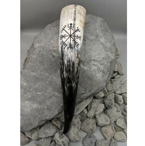 Corne de bière Corne à boire de buffle biologique Style viking avec support en cuir Cornes religieuses à vendre en vrac d'Inde - Product Image 4