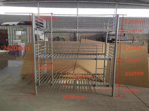 Litera triple <span class=keywords><strong>de</strong></span> metal con estructura fuerte y resistente <span class=keywords><strong>de</strong></span> alta calidad, dormitorio <span class=keywords><strong>de</strong></span> tubo <span class=keywords><strong>de</strong></span> acero, litera apilable para 3 camas - Product Image 4