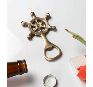 Ouvre-bouteille en laiton en forme de roue de bateau, ouvre-bière mural nautique, décoration marine - Product Image 6