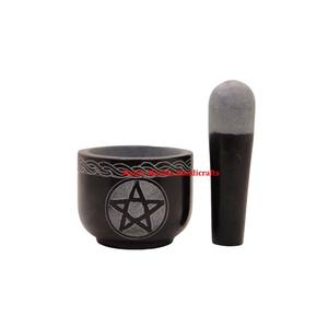 Super calidad piedra Vintage nueva llegada Showpiece esteatita mortero y Maja forma de cuenco para cocina de Hotel producto de mezcla picante - Product Image 6