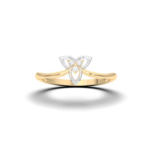 Juego de puntas de diamante de corte redondo de 0,05 quilates, anillo de susurro de pétalo hecho a mano en plata para ella - Product Image 2