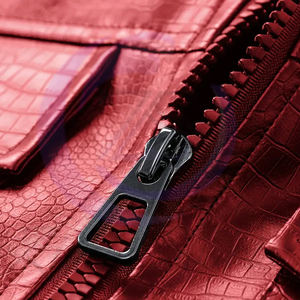 แจ็กเก็ตหนังมีกระเป๋าด้านหน้าสีแดงใส่สบายน้ำหนักเบามีซิปเต็มทรงสลิมฟิตสำหรับฤดูใบไม้ร่วงฤดูหนาวโดย zimvi กีฬา - Product Image 6