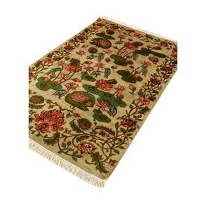 Alfombra Rectangular de Seda Anudada a Mano Gulmarg Green con Diseño Floral de Viscosa para Uso Doméstico - SKPS-212 para Dormitorio, Sala de Estar, Pasillo - Product Image 2