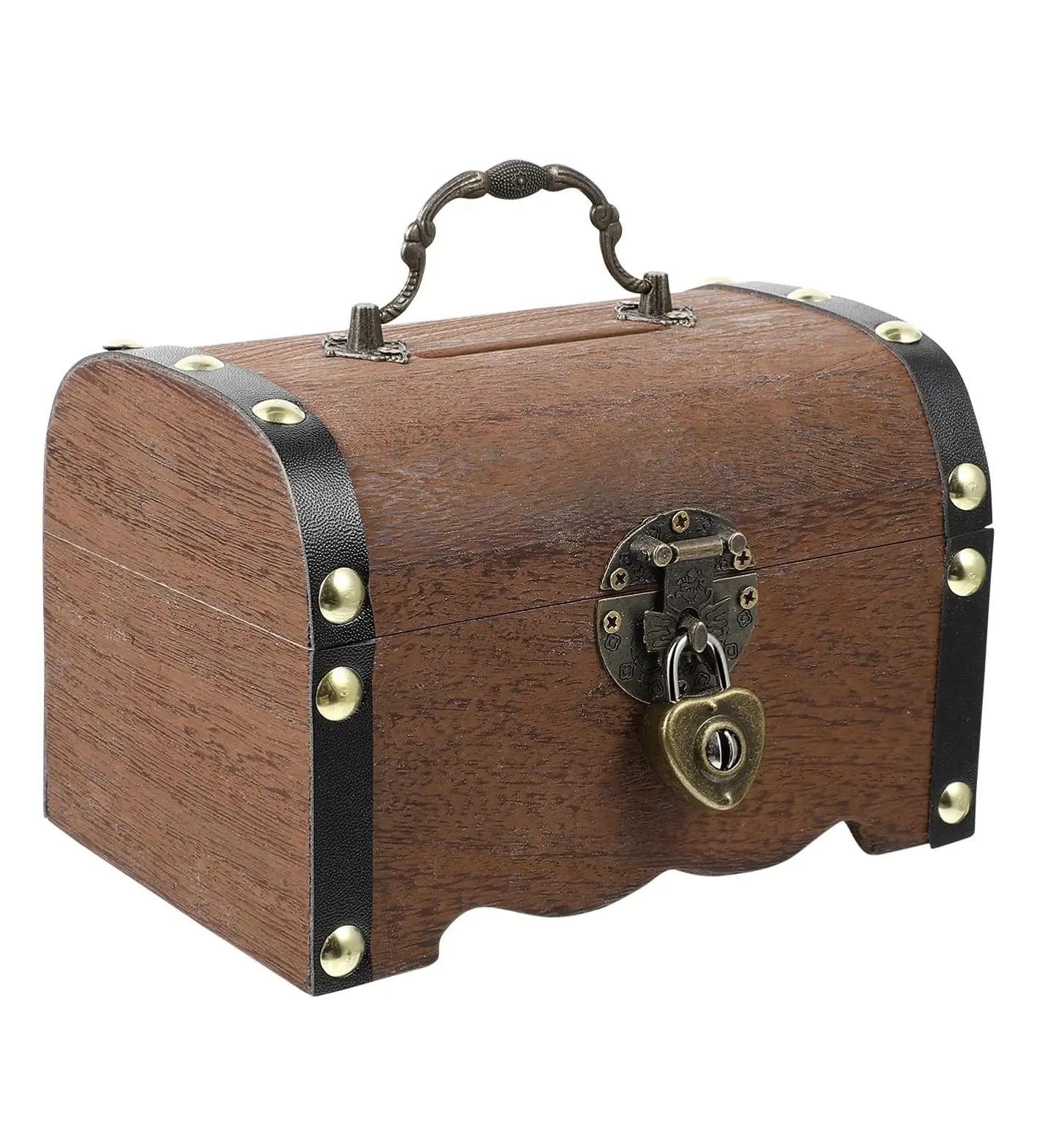 กล่องเก็บของหีบสมบัติทำจากไม้กล่องเก็บเงินพร้อมล็อคและกุญแจกระปุกออมสินทำจากไม้กล่องเก็บเงินปลอดภัย