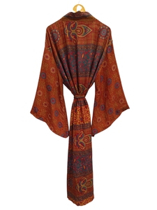 Ropa de playa, camisa, kimono de seda para mujer, ropa de casa y suave multicolor, blusa de seda multicolor, Túnica de kimono envolvente corta - Product Image 6