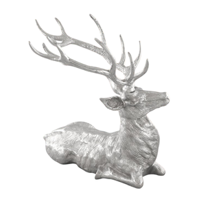 Statue de cerf en aluminium nickelé faite à la main bureau ou chambre à coucher ornement cadeau de Noël Sculpture animale traitée en métal - Product Image 4