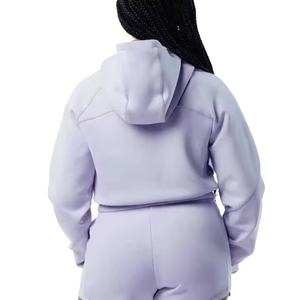 Ensemble 2 pièces d'été 2026 le plus confortable pour femme, en polaire Spandex/Polyester, uni, style urbain, anti-boulochage, avec sweat à capuche zippé et short - Product Image 5