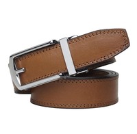 Cinturón Formal Unisex de Cuero de Búfalo de Primera Calidad, Longitud Personalizada, Cierre Automático, Ancho de 325 mm, Hebilla de Latón de Lujo