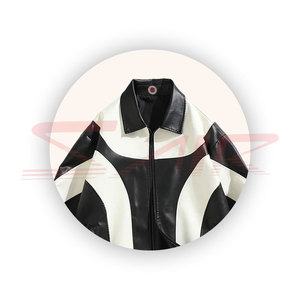 Blouson en cuir pour homme grande taille, style motard, personnalisé, ample, streetwear, respirant, imperméable, fermeture éclair, nouvelle collection hiver, Pakistan - Product Image 4