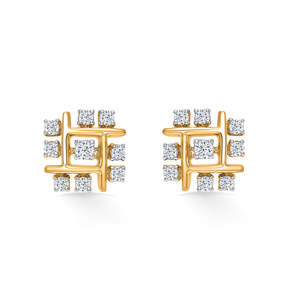 Pendientes Cuadrados de Oro y Diamantes para Mujer - Product Image 2