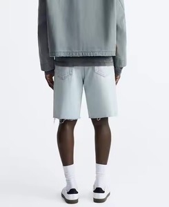 กางเกงยีนส์2025 100% แบบใหม่มีซิปของผู้ชายกางเกงยีนส์ขาสั้นผ้าเดนิมแบบหลวมมีซิปเย็บปักตะเข็บระบายอากาศได้ดี - Product Image 3