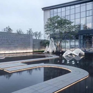 Escultura de roca de acero inoxidable, luz LED de Metal personalizada para jardín al aire libre, a <span class=keywords><strong>la</strong></span> venta - Product Image 6