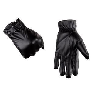 Gants d'hiver épais en peluche thermique imperméables souples pour hommes avec écran tactile en cuir pour vélo - Product Image 3