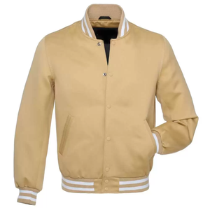 Chaquetas de bombardero de lona hechas a medida Invierno Stand Collar Carta Patrón Logotipo frontal Etiqueta privada & Impresión de logotipo disponible - Product Image 6