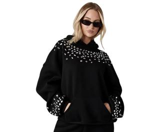 Wholesale <b>Rhinestone</b> Zipper Hoodie Women's Men's Casual Hooded <b>Jacket</b> Unisex Loose Crystal Pocket <b>Rhinestone</b> Hoodie - Product Image 1