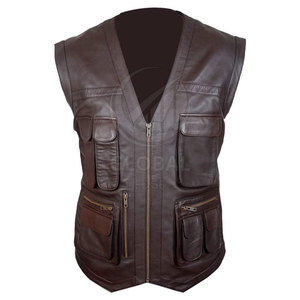 Chaleco de estilo informal de cuero genuino de la mejor calidad, ropa exterior transpirable sin mangas para otoño e invierno, chalecos y chalecos para hombres - Product Image 3