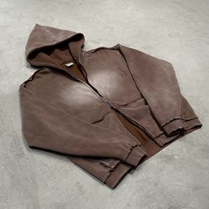 Sweat à capuche personnalisé de haute qualité pour homme en coton, fermeture éclair, effet délavé au soleil, streetwear, lavage à l'acide - Product Image 5