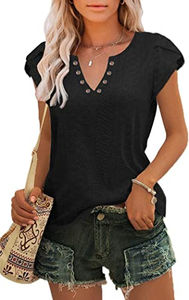 Camiseta de Manga Corta con Cuello en V para Mujer, Camiseta con Estampado Personalizado, Camisetas de Algodón Lisas para Mujer, Secado Rápido y Transpirable - Product Image 4