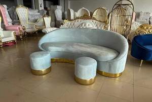 เหมือนฝันขายดีเฟอร์นิเจอร์โรงแรมสำหรับงานแต่งงานของตกแต่งบ้านเจ้าสาวและเจ้าบ่าวโซฟางานแต่งงานเก้าอี้งานปาร์ตี้ชุดโซฟากำมะหยี่สีขาว - Product Image 3