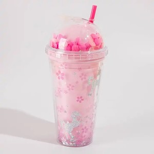 <b>Hot</b> Sell Creative and <b>Cute</b> Icy 660ml Pink Plastic <b>Water</b> <b>Bottle</b> with Straw-Perfect Summer Business Gift - Product Image 3