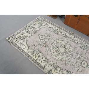 Tapis vintage 3,7 x 6,9 pieds, tapis turc gris du sud-ouest en laine - Product Image 5