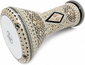 Gawharet El Fan, Tambor Darbuka Doumbek Geométrico de 17.5 Pulgadas con Incrustaciones de Madreperla, Dumbek Tabla, Percusión Egipcia - Product Image 3