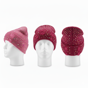 Nuevo Gorro de Invierno con Logotipo Personalizado, Gorro de Jacquard con Pedrería, Gorro de Moda con Cristales de Imitación para Hombre y Mujer - Product Image 1