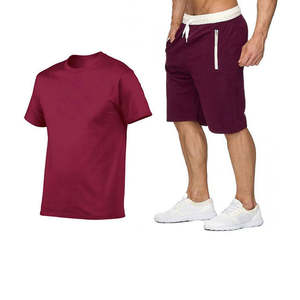 Vêtements de sport décontractés pour hommes en mélange polyester/coton, respirants, pour la course à pied et le jogging, col rond, couleur unie, été - Product Image 6
