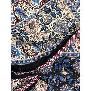 Edredón Individual de Algodón con Estampado Tradicional Hecho a Mano, Diseño Kantha con Parches Florales Hechos a Mano para Uso Doméstico en Verano e Invierno - Product Image 1