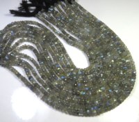 Perles Rondelles Facettées de Labradorite Naturelle et Grenat de Haute Qualité, 4,50-5 mm, Fil de 13 pouces, Multi-Éclats, Certifiées CNAS, Sans Gemmes