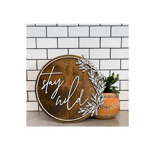 New Arrival Wall Mounted Round Wood Welcome Door Signs for Festival Front Door Porch Original quotes