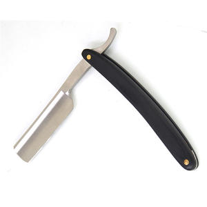 Maquinilla de afeitar de borde recto Manual de acero inoxidable alemán negro mate Premium profesional mango de madera para corte de pelo de barberos - Product Image 5