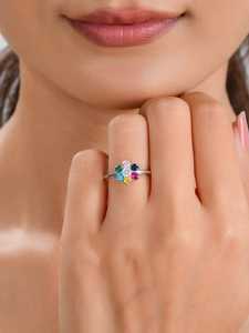 Anillo de diamante de moissanita de oro blanco de 14 quilates, hermoso diseño de flores de varias piedras para boda, compromiso, aniversario o fiesta - Product Image 3