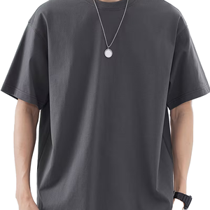 Camiseta de Algodón de Alta Calidad de 300 g/m² con Logotipo Personalizado para Hombre, Diseño Sólido, Corte Recto, Estilo Urbano, Ajuste Holgado - Product Image 5