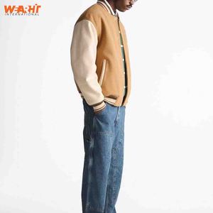 Vêtements personnalisés unisexes pour hommes vestes universitaires en laine avec vestes de baseball Letterman en satin style vintage manches en cuir respirant - Product Image 4