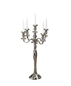 Candelabros de piso de lujo modernos, centro de mesa, candelabros de aluminio blanco de 5 brazos de Metal alto para decoración de boda - Product Image 5