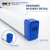 Lampe de travail linéaire LED rechargeable GWAY avec base magnétique et poignée, lampe de réparation d'urgence portable en quatre tailles