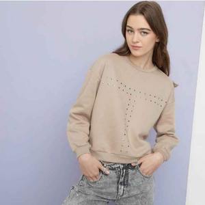 Venta al por mayor de punto Casual Sudadera Mujer Yoga Fitness manga larga ropa deportiva personalizada hombro caído ropa de calle gimnasio camisetas - Product Image 4