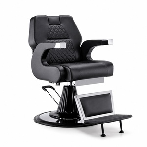 Sillón de Barbería Hidráulico Reclinable, Giratorio 360 Grados, Reposacabezas Ajustable, Cuero Sintético, Moderno, Profesional - Product Image 1