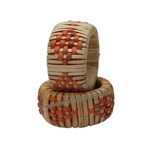 Novedad, decoración personalizada para fiesta de boda, servilletero de ratán tejido redondo, servilletero de tres colores - Product Image 2