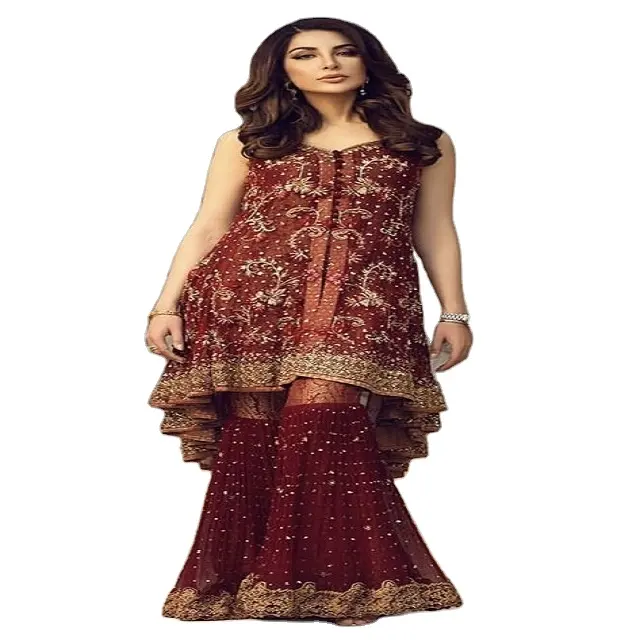 Nouvelle Collection 2023 de vêtements ethniques indiens et péruviens pour femmes, tenue de mariage Style Sharara Salwar, prêt à porter