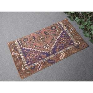 พรมตุรกีขนาดเล็ก 1.8x3.1 ฟุต (55x94 ซม.) สีน้ำตาลวินเทจ ทำจากขนสัตว์แท้ - Product Image 2