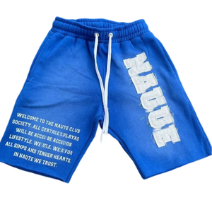 Custom Cotton Fleece Vintage Distressed Embroidery <b>Patch</b> <b>Men's</b> Elastic Waist Jogger <b>Shorts</b> Eco-Friendly High Streetwear Raw Edge - Product Image 5